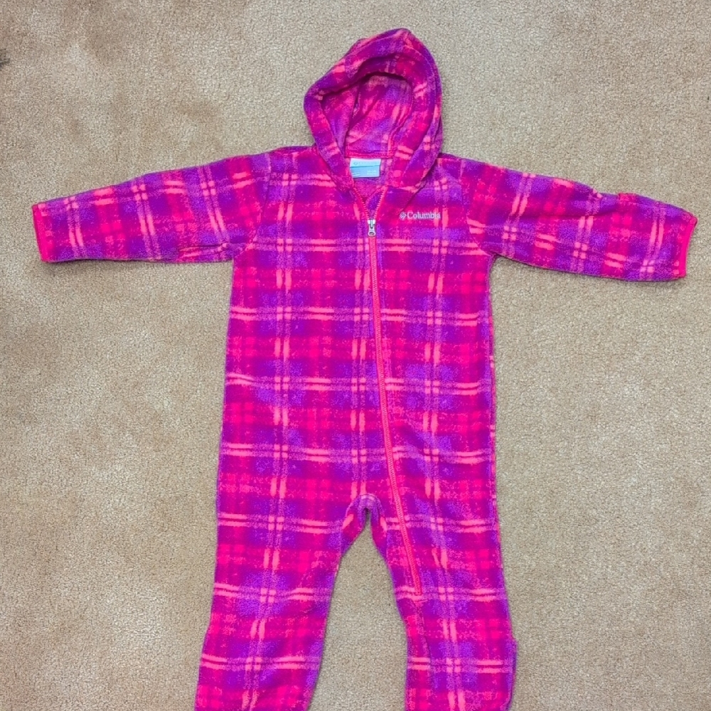 Columbia Kids Pink and Purple Plaid Footie